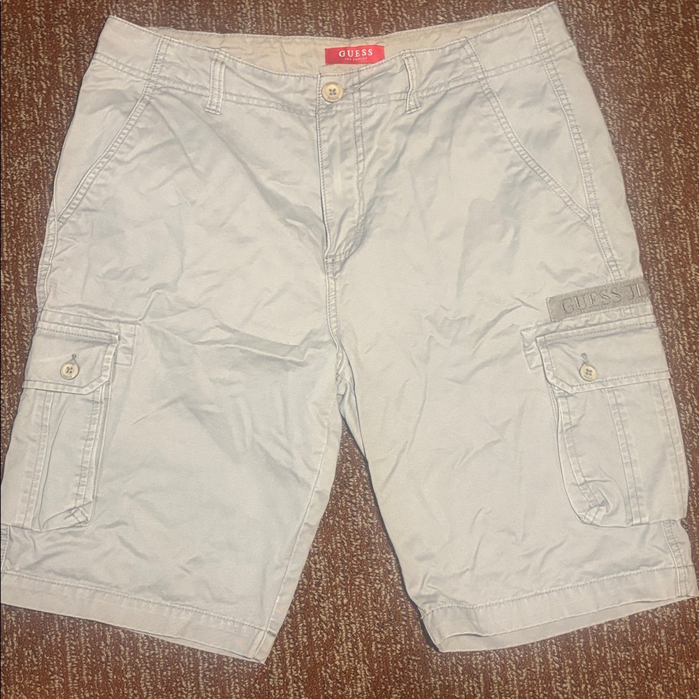 Guess
Gray Cargo Shorts with Utilitarian Design mens 33 side pocket multi pocket